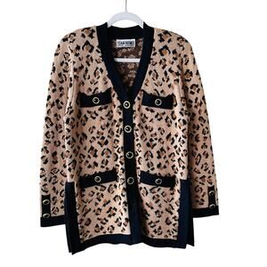 Vintage San Remo V-Neck Animal Print Cardigan